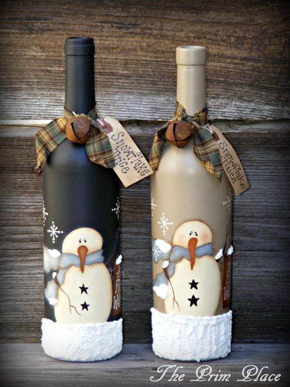 manualidad navideña con botellas de cristal