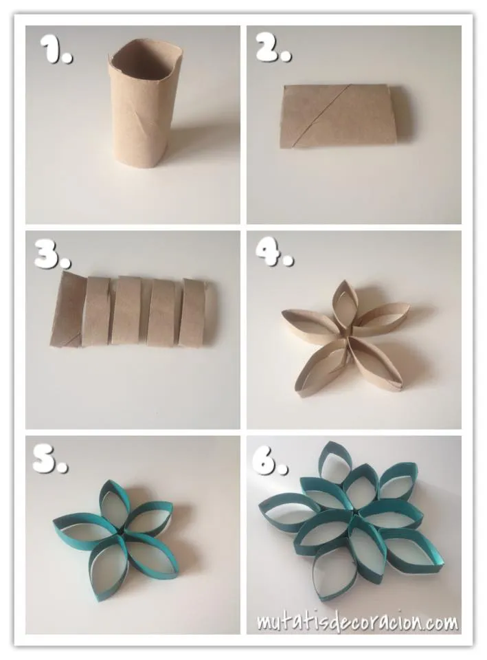 Flores con rollos de papel higienico navidad