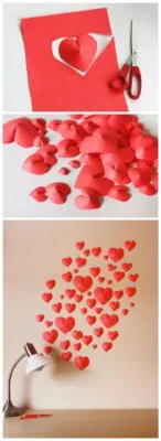 Corazones 3D para decorar una pared de bodasyweddings.com