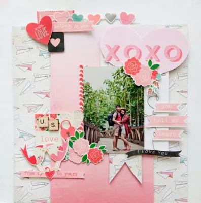 san valentin tarjeta de scrapbook