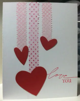 tarjeta facil con washi tape de san valentin