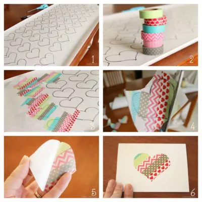 tarjetas con washi tape de san valentin