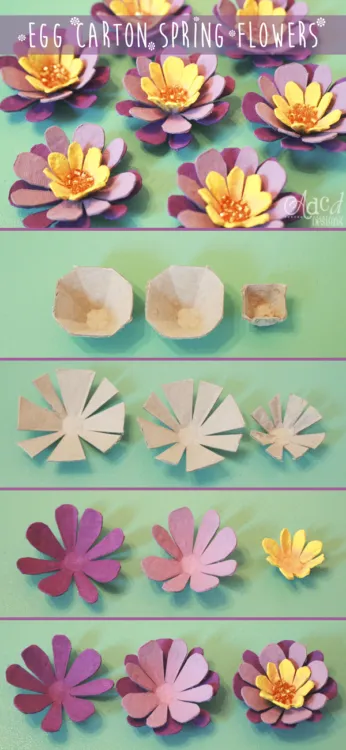 Como hacer flores con hueveras recicladas