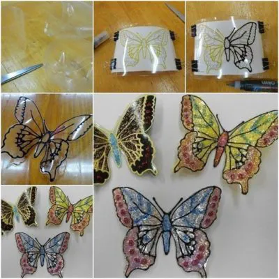 Mariposas de plastico transparente reciclado