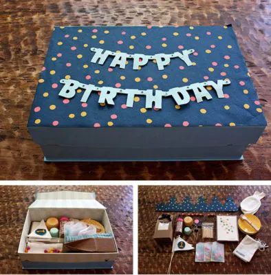 Caja sorpresa de celebración de cumpleaños. 
