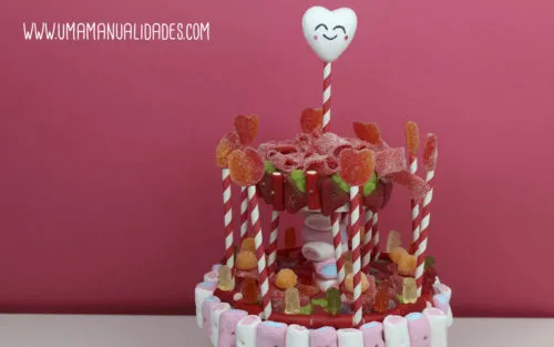 tarta de san valentín con dulces