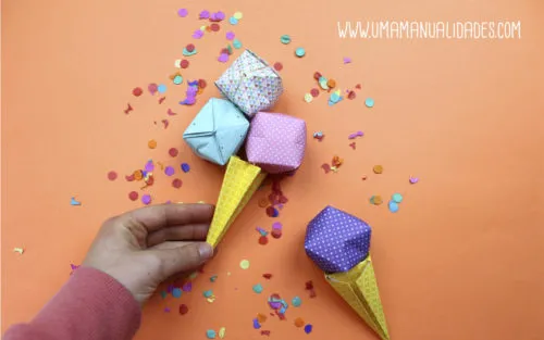 helado de origami 3d