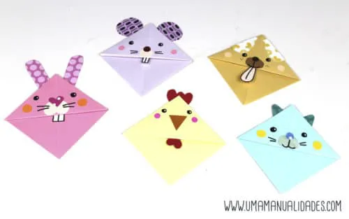 marcapaginas de origami de animales